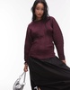 ARKET plisse top with sculptural sleeves in burgundy