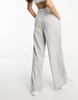 Stradivarius Petite tailored wide leg pants in gray