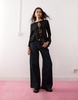 Miss Selfridge flared sleeve tie front long sleeve top