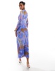 & Other Stories sheer mesh midi dress in blurred abstract print