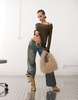 Edikted asymmetric open knit top in olive