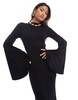 ASOS DESIGN wide sleeve midi dress with cross back detail in black