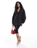 ASOS DESIGN cocoon sleeve collarless blazer in black