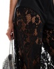 ASOS DESIGN wide leg pants with lace detail in black