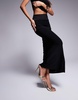 ASOS DESIGN fish maxi skirt with mesh panel in slinky black - part of a set