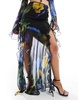 ASOS DESIGN ruffle detail maxi skirt in large floral print - part of a set