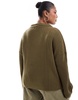 Brave Soul Plus V-neck polo sweater in khaki