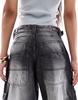 Bershka Petite adjustable waist carpenter jeans in black