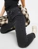 ASOS DESIGN Petite hourglass high rise farleigh 'slim' mom jeans in washed black