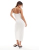 Bershka cowl neck lace overlay maxi dress in white
