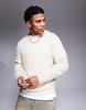 ASOS DESIGN knit fluffy sweater in oatmeal