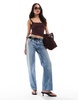 Bershka shaping square neck cami in wine