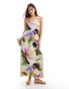 Vero Moda high neck plisse maxi dress in abstract swirl print
