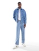 Another Influence zip-up denim shacket in blue