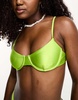 Bershka satin underwire bikini top in lime