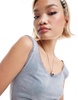 COLLUSION bardot washed top in gray