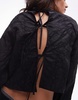 Topshop jacquard balloon sleeve top in black