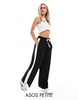 ASOS DESIGN Petite pull-on pants with contrast panel in black