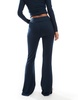 ASOS DESIGN mix & match rib and velvet trim fold over pants in navy