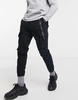 Bershka cargo pants with key chain in black