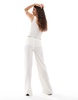Bershka shirred flared pants in ecru