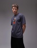 Topman x Becky Baier premium heavyweight oversized fit t-shirt with hand print and embroidery in charcoal