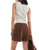 ASOS DESIGN wool look tailored shorts in chocolate