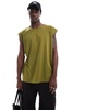 Brave Soul oversized raw edge tank top in sea kelp green