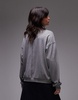 Topshop premium rib polo top in gray