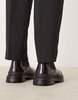 ASOS DESIGN chelsea boots in burgundy leather with chunky sole