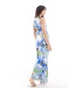 Vero Moda sleeveless lettuce edge mesh dress in blue floral print