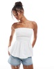 Brave Soul bandeau top with shirring detail in white