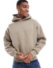 Bershka boxy tonal back print hoodie in beige