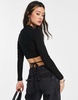 Reclaimed Vintage inspired long sleeve crop top with diamante rhinestone print