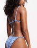 Stradivarius ruched side bikini bottoms in blue floral print