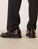 ASOS DESIGN penny loafers in black with leopard print