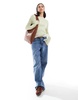 ASOS DESIGN crew neck sweater in loose knit in sage
