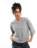 ASOS DESIGN boucle oversized t-shirt in charcoal
