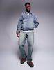 ASOS DESIGN denim bomber jacket in mid wash blue