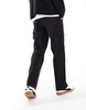 Bershka ripstop wide leg cargo pants in black