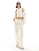 Mango linen mix buckle detail pants in white - part of a set