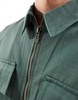 Another Influence zip up utility shirt in khaki