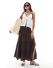 Bershka halterneck contrast trim knit top in ecru and black