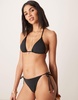Stradivarius charm detail tie side bikini bottom in black