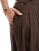 Bershka oversized wide leg tailored pants in brown