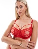 Ann Summers Fuller Bust sweet surrender non padded balcony lace and mesh bra in red