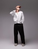 ARKET midweight terry cardigan with v-neck in light gray