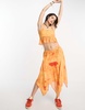 Reclaimed Vintage frill hem top with eyelet detail in washed orange - part of a set