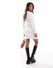 Aria Cove structured knit long sleeve sweater dress in white