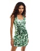 Amy Lynn Oceane racer neck mini dress in green disc sequin